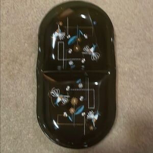 Floral Black Divided Serving Dish
